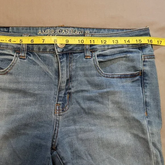 American Eagle Denim Jeggings Size 10 Short Super Stretch Light Medium Wash - Picture 8 of 16
